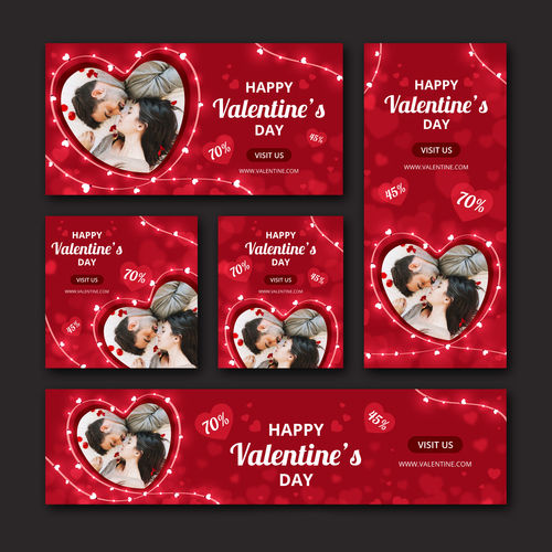 Valentines day sale card vector kit 06