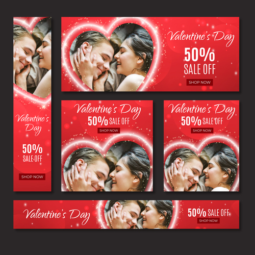 Valentines day sale card vector kit 08