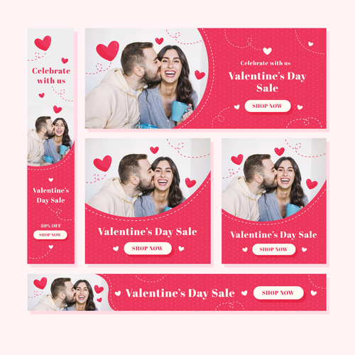 Valentines day sale card vector kit 10 free download