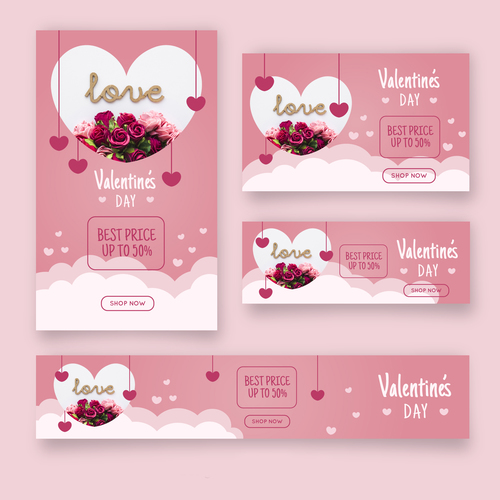 Valentines day sale card vector kit 11