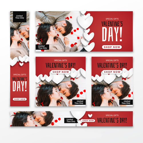 Valentines day sale card vector kit 13