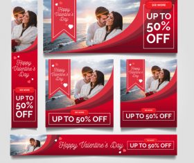 Valentines day sale card vector kit 17