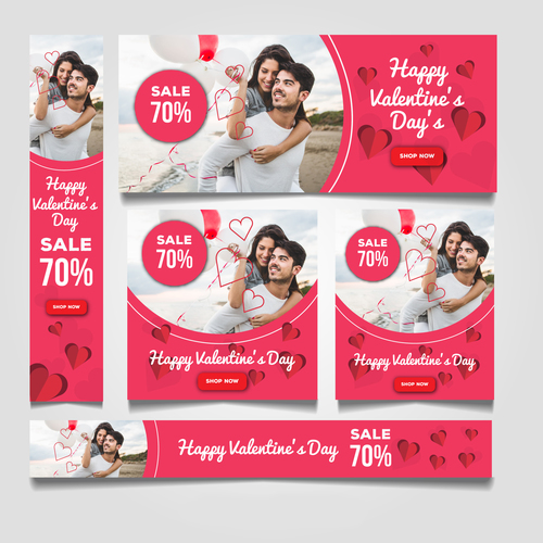 Valentines day sale card vector kit 18