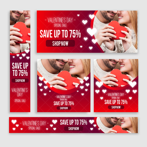 Valentines day sale card vector kit 20