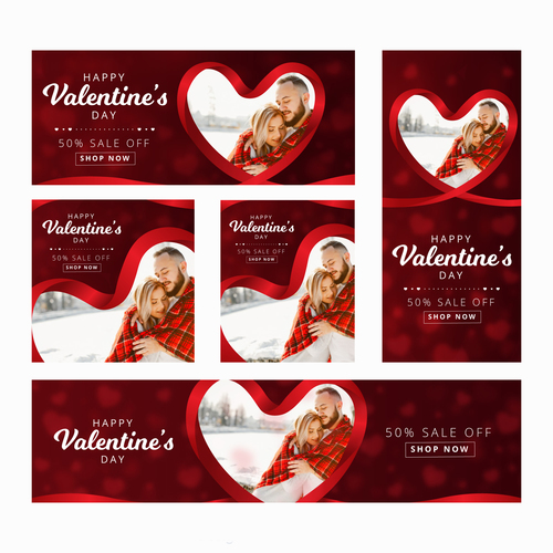 Valentines day sale card vector kit 21