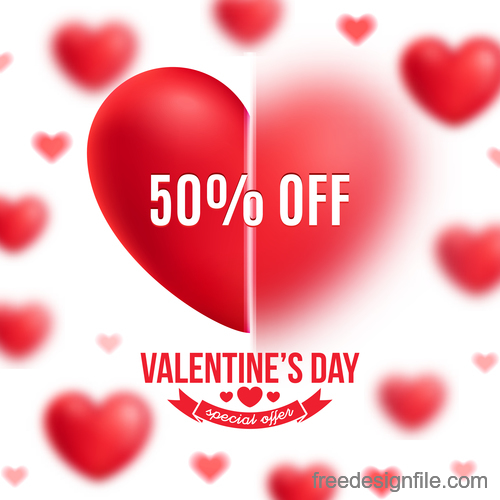 Valentines day special offer background design vector free ...