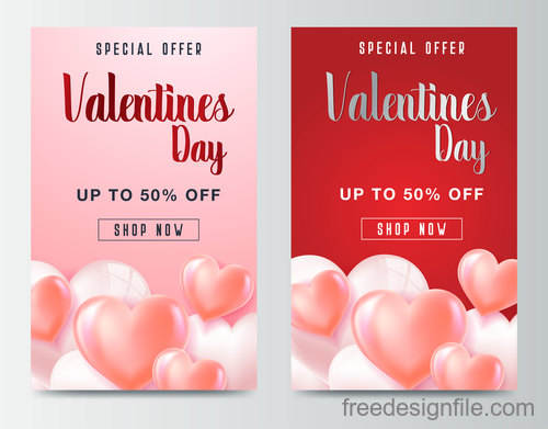 Valentines day special offer discount flyer vectors 01