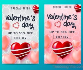 Valentines day special offer discount flyer vectors 04