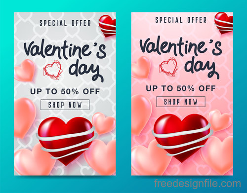 Valentines day special offer discount flyer vectors 04