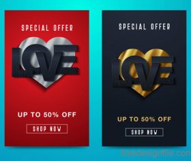 Valentines day special offer discount flyer vectors 06