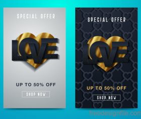 Valentines day special offer discount flyer vectors 07