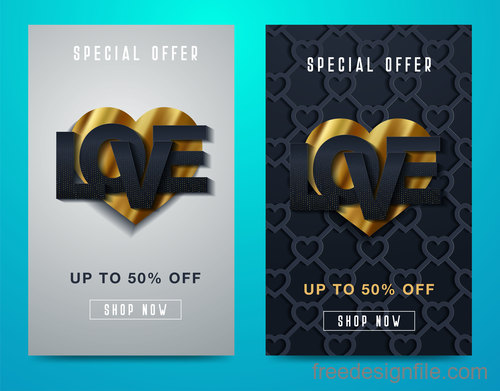 Valentines day special offer discount flyer vectors 07