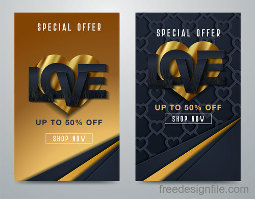 Valentines day special offer discount flyer vectors 08