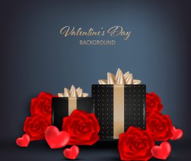 Valentines gift with red rose and heart vector
