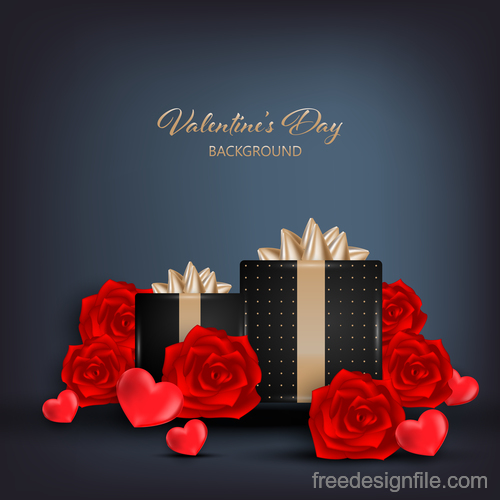 Valentines gift with red rose and heart vector