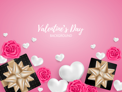 Valentines pink background with gift boxs vector