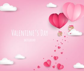 Valentines pink background with paper cloud vector