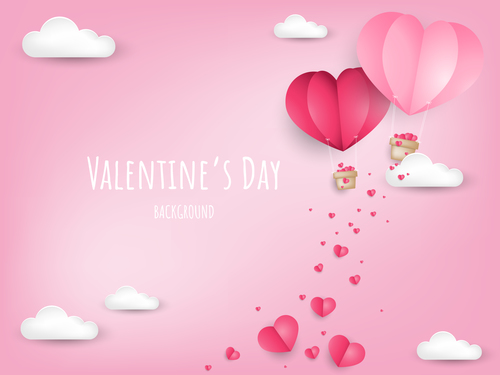 Valentines pink background with paper cloud vector free download