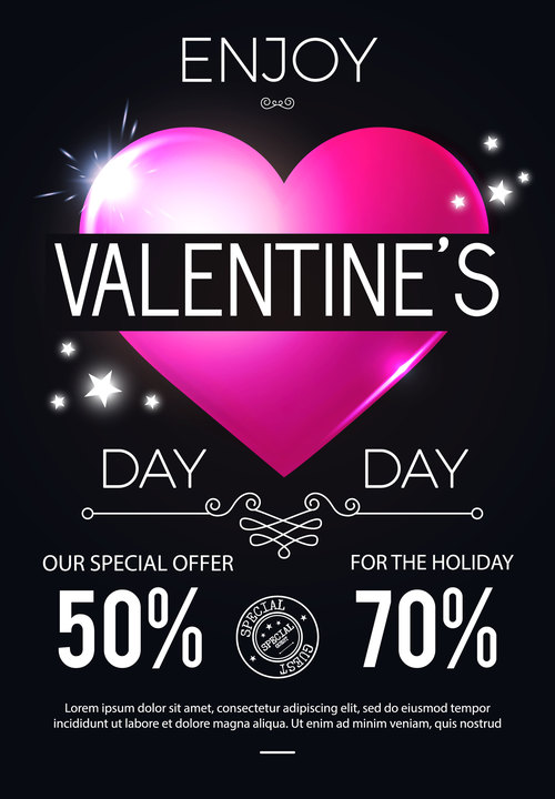 Valentines very special offern flyer template vector 01