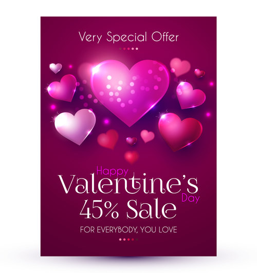 Valentines very special offern flyer template vector 02