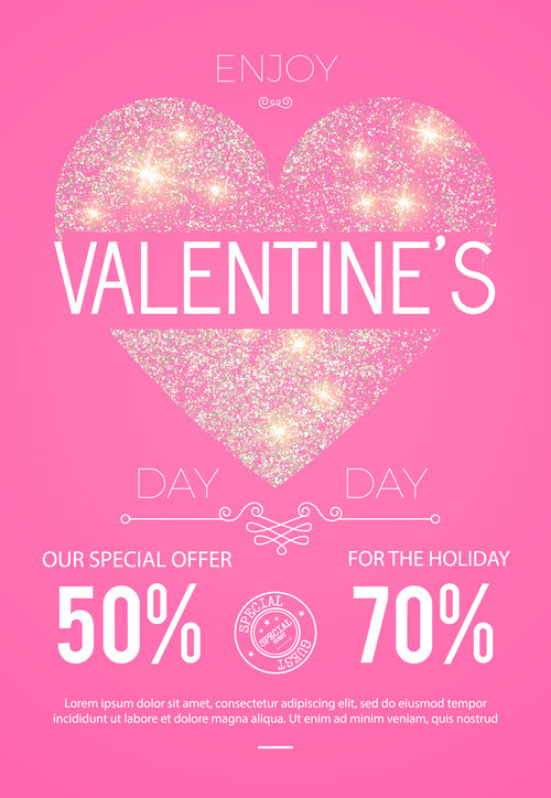 Valentines very special offern flyer template vector 04