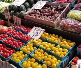 Vegetable market fruit stall Stock Photo