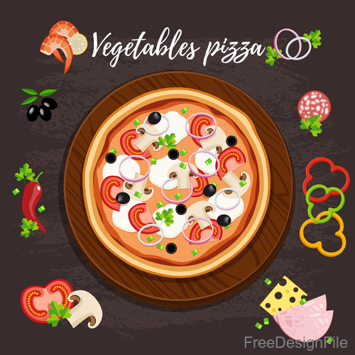 Vegetables pizza design vector
