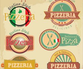 Vintage pizzeria badge design vector