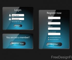 Website member login with register Interface vector material