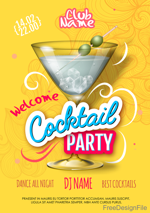 Welcome cocktail party flyer template vector 01