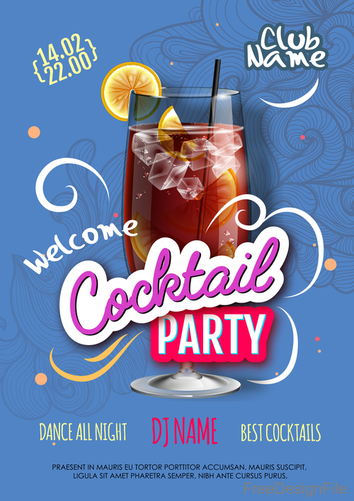Welcome cocktail party flyer template vector 03