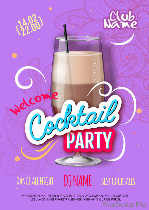 Welcome cocktail party flyer template vector 04