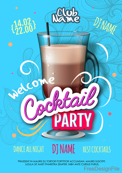 Welcome cocktail party flyer template vector 06