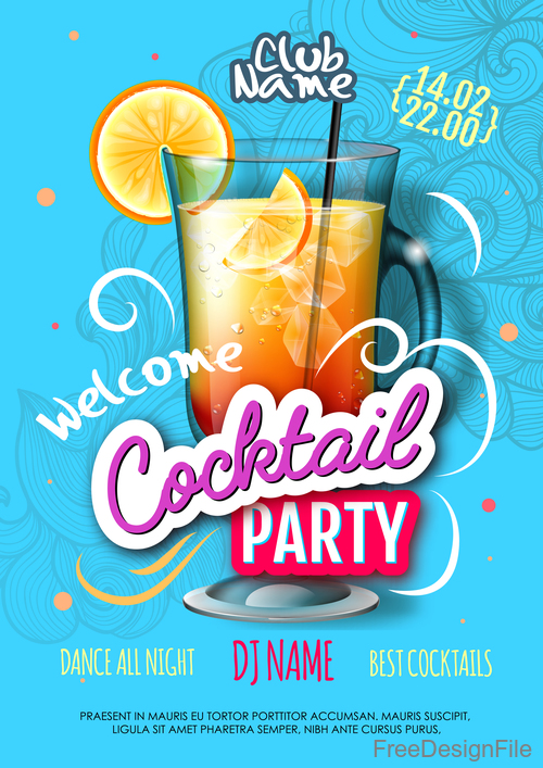 Welcome cocktail party flyer template vector 08