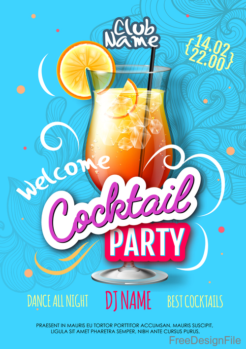 Welcome cocktail party flyer template vector 09