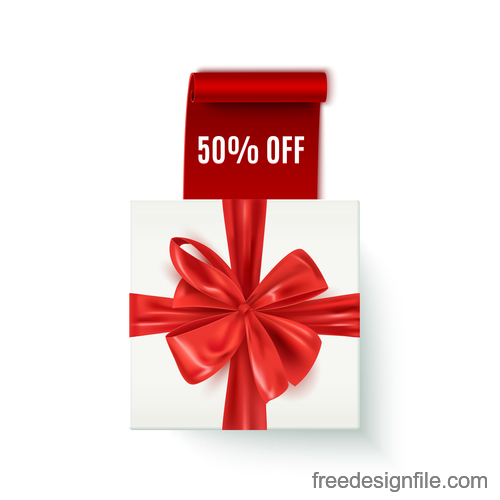 White gift boxs with discount sign vector