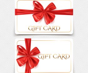 White gift card template with red bows vector