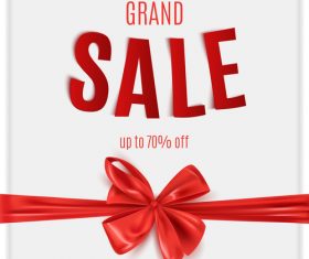 White sale background with red bows vector