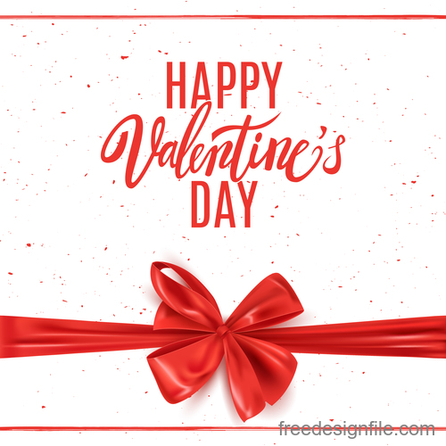 White valentines day background with red bows vector