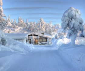 White winter snow landscape and building Stock Photo 04