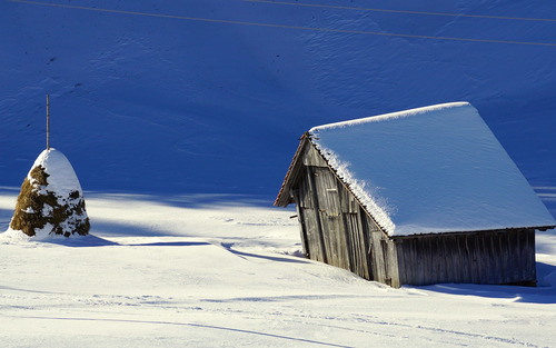 White winter snow landscape and building Stock Photo 07