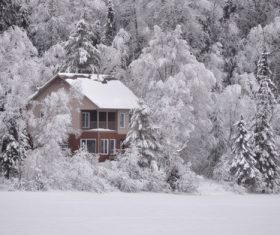 White winter snow landscape and building Stock Photo 08