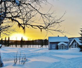White winter snow landscape and building Stock Photo 09