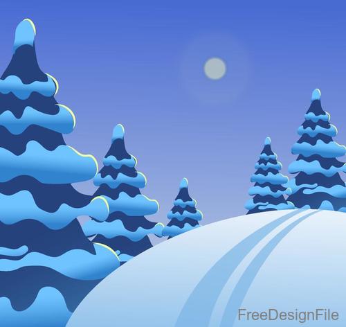 Winter natural landscape design vectors 01