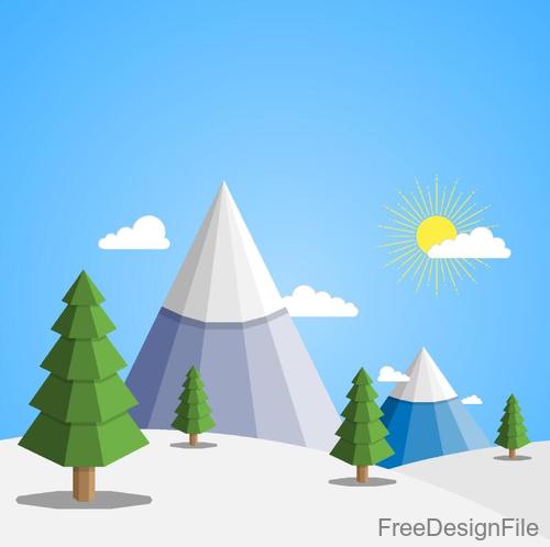 Winter natural landscape design vectors 02