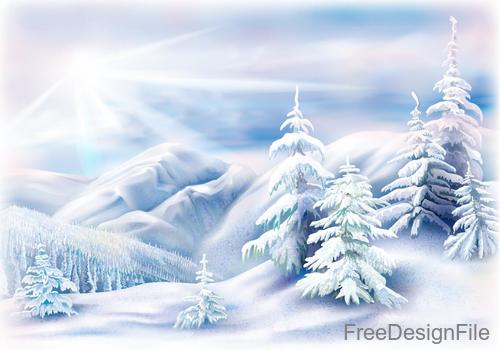 Winter natural landscape design vectors 05