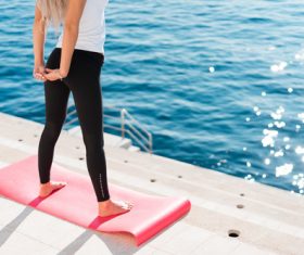 Woman Stretching Morning Yoga Routine Stock Photo