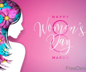 Women day background with women silhouette vector 01