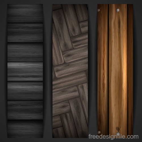 Wood parquet banners design vector 01