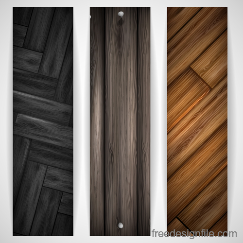 Wood parquet banners design vector 03